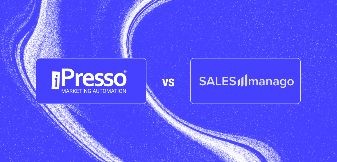 SystemsAlternatives - iPresso vs. SALESmanago A professional comparison graphic featuring iPresso and SALESmanago, illustrating the choice between specialized enterprise marketing automation and e-commerce-focused solutions.