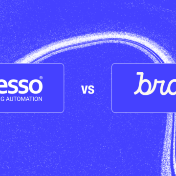 A blue background comparison graphic featuring iPresso and Braze, representing the strategic migration from expensive, US-based mobile marketing platforms to European enterprise-grade Customer Data Platforms (CDP) with superior data sovereignty and cost-efficiency.